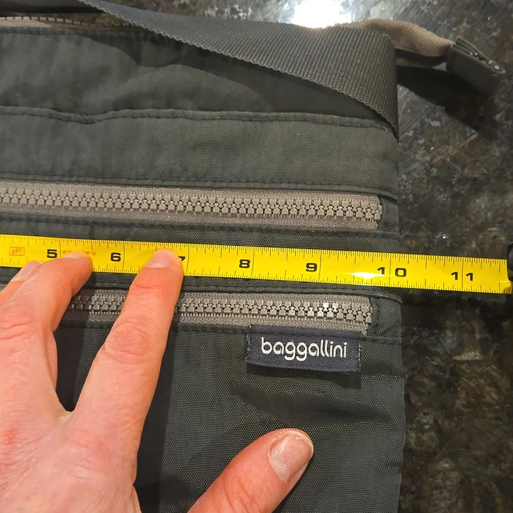 Baggallini Comrade Crossbody 3 Zip Travel Shoulder Bag Charcoal Gray